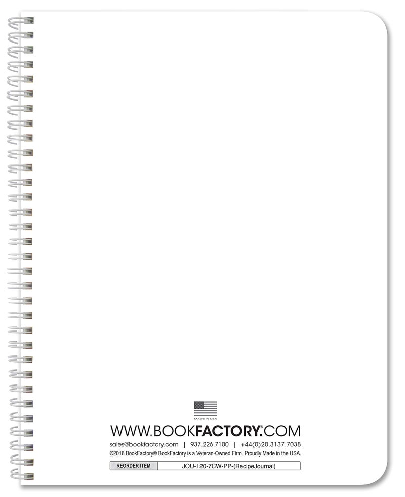 BookFactory Recipe Book/Recipe Journal/Notebook/Blank Cook Book - 120 Total Recipe Pages (8.5'' X 11'') 60 Individual Recipes, Translux Cover, Wire-O Binding (Made in USA) - Image 4